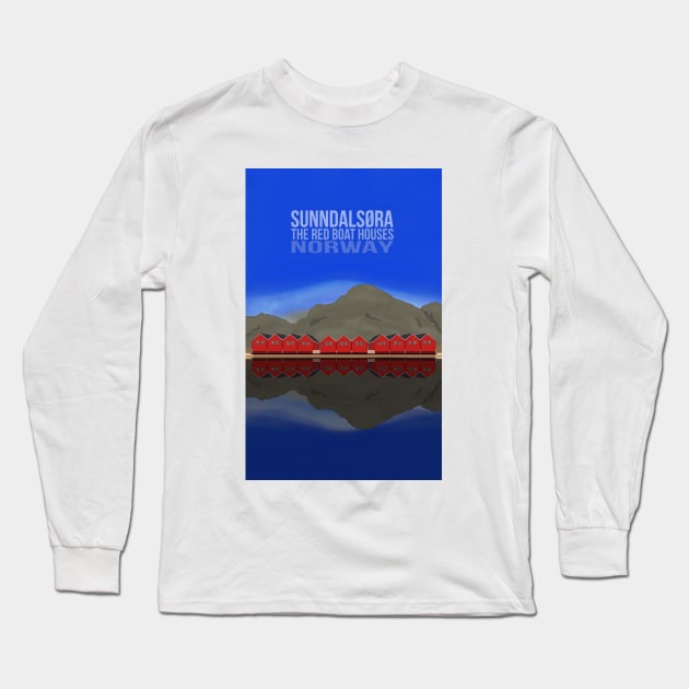 The Red Boat Houses Sunndalsøra Norway Long Sleeve T-Shirt by DiegoCarvalho